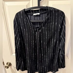 Youtalia black / White Blouse / Shirt Size L SMOKE FREE